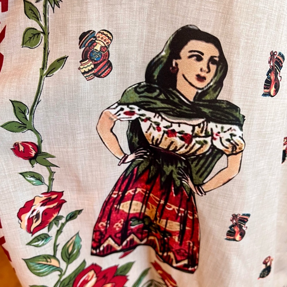 Tasha Polizzi Duster with Mexico Fiesta Dance Print Open Front Size XL NWT - Picture 6 of 11